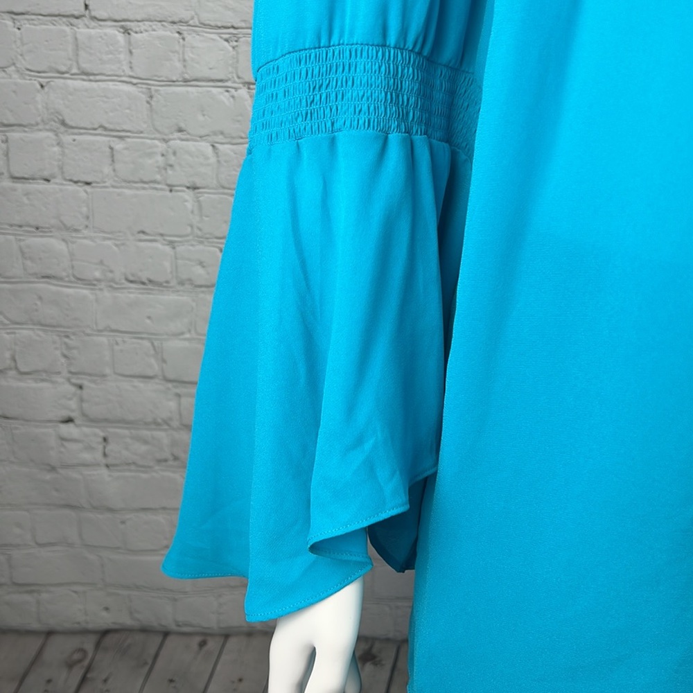 INC Teal Bell Sleeve V-Neck Blouse Plus Size 4X - Picture 4 of 5